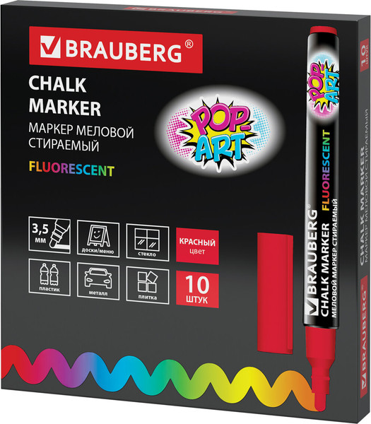 Изображение товара Маркер меловой Brauberg Pop-Art / 151521 (красный)