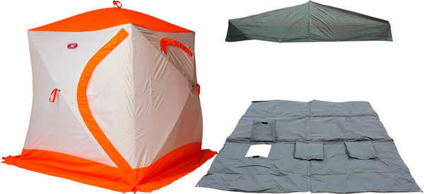 Изображение товара Палатка Медведь Екатеринбург Куб-2 зимняя с полом Оксфорд 210 и накидкой