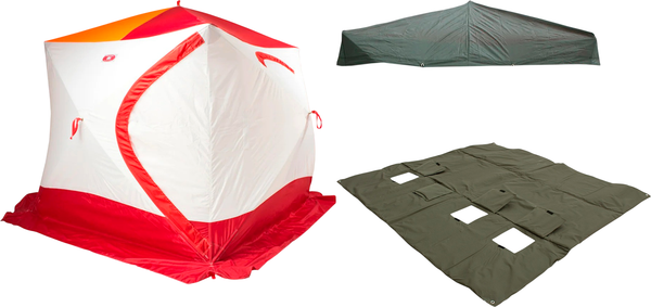 Изображение товара Палатка Медведь Екатеринбург Куб-4 зимняя с полом Оксфорд 600 и накидкой