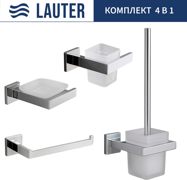 Изображение товара Набор аксессуаров для ванной и туалета Lauter 21SH71061 + 21SH71051 + 21SH71071 + 21SH71111 (Chrome, 4 предмета)