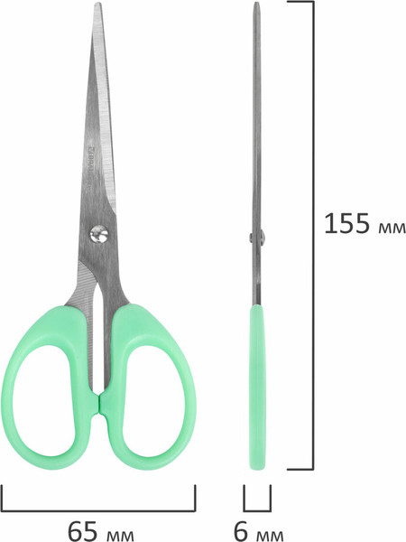 Изображение товара Набор ножниц канцелярских Brauberg Classic Pro / 272979 (3шт, мятный)