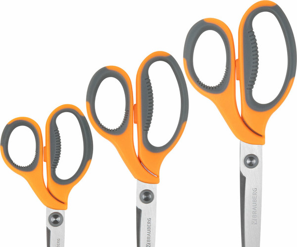 Изображение товара Набор ножниц канцелярских Brauberg Professional / 272981 (3шт, серый/оранжевый)