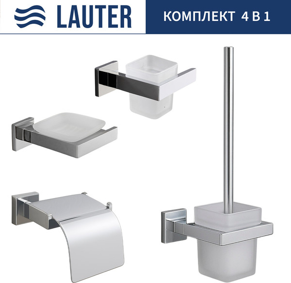 Изображение товара Набор аксессуаров для ванной и туалета Lauter 21SH71061 + 21SH71051 + 21SH71101 + 21SH71111 (Chrome, 4 предмета)