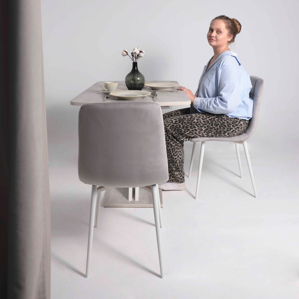 Изображение товара Стул Алвест AV 406-N (светло-серый бархат H-09/белый)