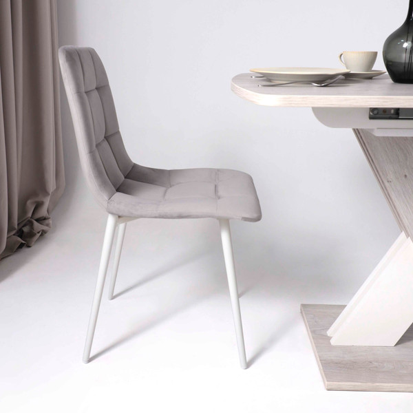 Изображение товара Стул Алвест AV 406-N (светло-серый бархат H-09/белый)