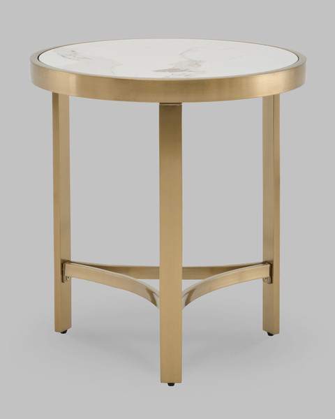Изображение товара Журнальный столик Stool Group Адриана 50x50 / EET-223-BRCG-BDFL (светлая керамика/сталь шампань)