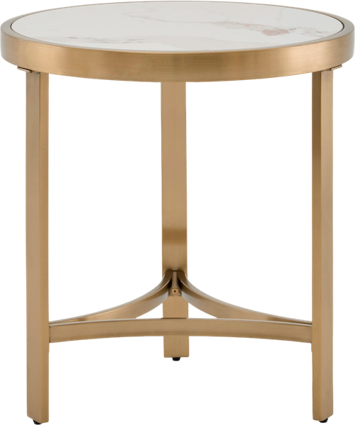 Изображение товара Журнальный столик Stool Group Адриана 50x50 / EET-223-BRCG-BDFL (светлая керамика/сталь шампань)