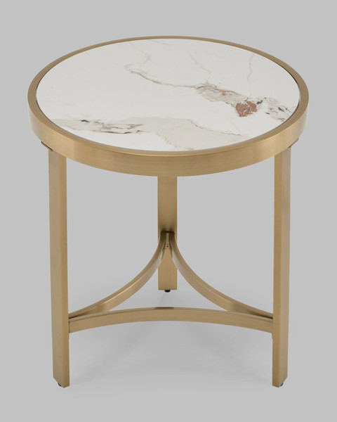 Изображение товара Журнальный столик Stool Group Адриана 50x50 / EET-223-BRCG-BDFL (светлая керамика/сталь шампань)
