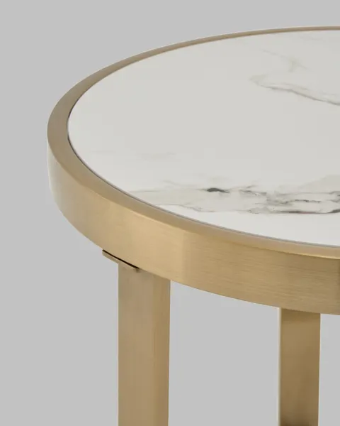 Изображение товара Журнальный столик Stool Group Адриана 50x50 / EET-223-BRCG-BDFL (светлая керамика/сталь шампань)
