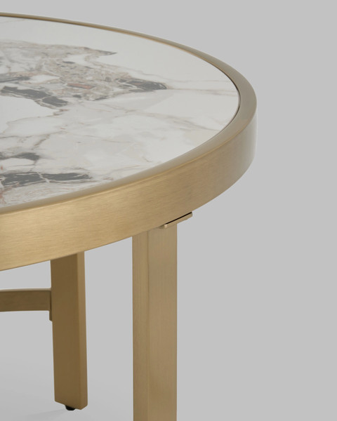 Изображение товара Журнальный столик Stool Group Адриана 80x80 / ECT-223-BRCG-BDFL (светлая керамика/сталь шампань)