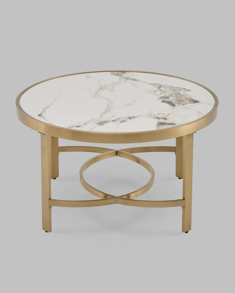 Изображение товара Журнальный столик Stool Group Адриана 80x80 / ECT-223-BRCG-BDFL (светлая керамика/сталь шампань)