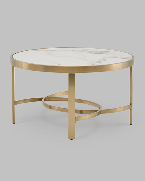 Изображение товара Журнальный столик Stool Group Адриана 80x80 / ECT-223-BRCG-BDFL (светлая керамика/сталь шампань)