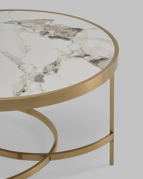 Изображение товара Журнальный столик Stool Group Адриана 80x80 / ECT-223-BRCG-BDFL (светлая керамика/сталь шампань)