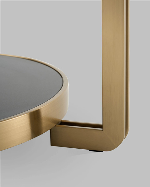 Изображение товара Журнальный столик Stool Group Калисто 90x90 / ECT-316-BRCG (светлая и темная керамика/сталь шампань)