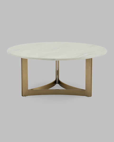 Изображение товара Журнальный столик Stool Group Кассия 90x90 / ECT-292-BRCGS-white 333-2 (светлая керамика/сталь шампань)