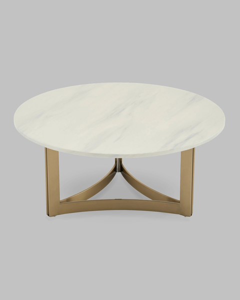 Изображение товара Журнальный столик Stool Group Кассия 90x90 / ECT-292-BRCGS-white 333-2 (светлая керамика/сталь шампань)