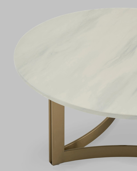 Изображение товара Журнальный столик Stool Group Кассия 90x90 / ECT-292-BRCGS-white 333-2 (светлая керамика/сталь шампань)