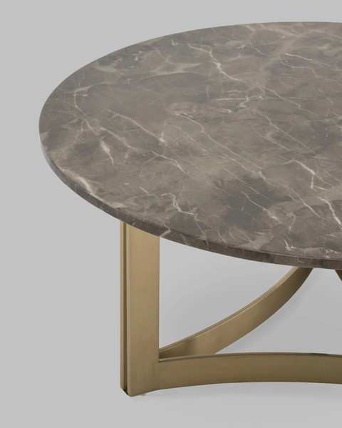 Изображение товара Журнальный столик Stool Group Кассия 90x90 / ECT-292-BRCGS-brown 5105-9 (темная керамика/сталь шампань)