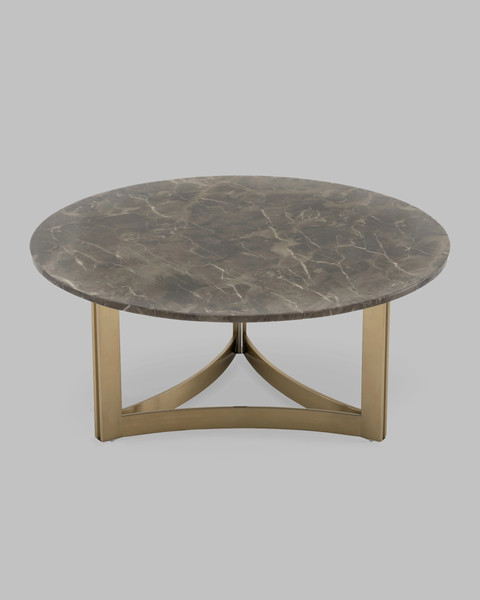 Изображение товара Журнальный столик Stool Group Кассия 90x90 / ECT-292-BRCGS-brown 5105-9 (темная керамика/сталь шампань)