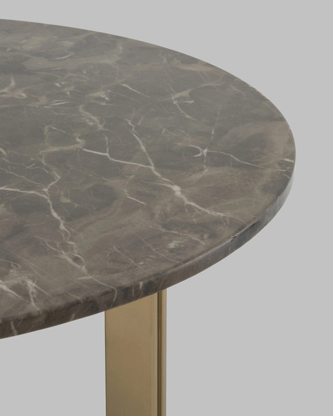 Изображение товара Журнальный столик Stool Group Кассия 90x90 / ECT-292-BRCGS-brown 5105-9 (темная керамика/сталь шампань)