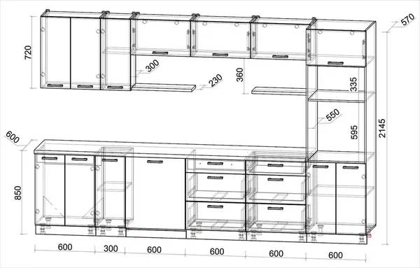 Изображение товара Кухонный гарнитур Интерлиния Мила Лайт 3.3-ПМ1-2  (бетон портленд/антрацит/травертин серый)