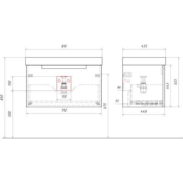 Изображение товара Тумба с умывальником Aqwella Vancouver VAN01081+4610119205225