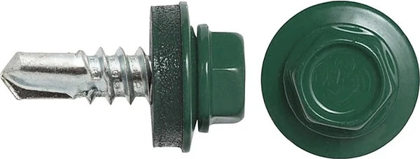 Изображение товара Саморез Admiral Кровельный 5.5x19 (100шт, RAL 6005 темно-зеленый)