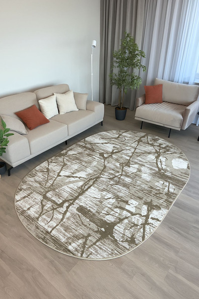 Изображение товара Ковер Radjab Carpet Бьянка Овал D059A / 8798 (2x2.9, Cream Shirink/Vizon FDY)