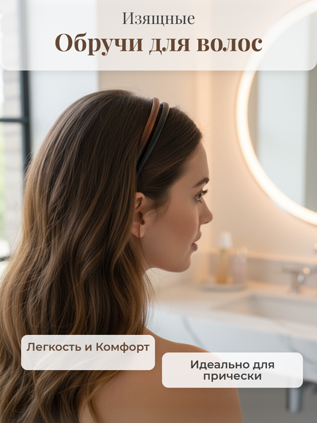 Изображение товара Набор обручей для волос Beter Set of black and shell headbands Trendy Classics (2шт)