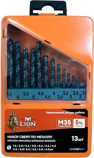 Изображение товара Набор сверл M-Lion По металлу 1.5-6.5мм / MHD13PSET (13шт)
