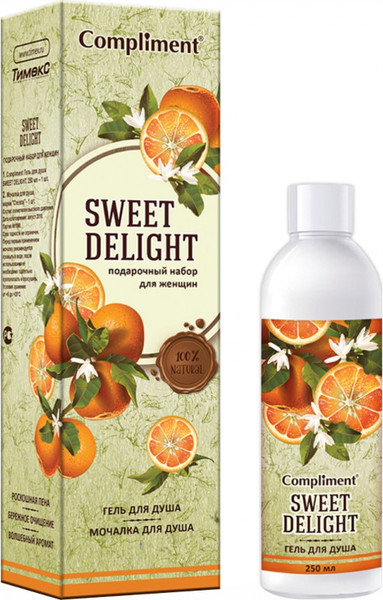 Изображение товара Подарочный набор Compliment Sweet Delight №1360 + мочалка (250мл)