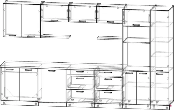 Изображение товара Кухонный гарнитур Интерлиния Мила Лайт 3.6-ПМ1  (бетон портленд/бетон портленд/дуб бунратти)