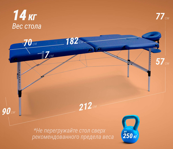 Изображение товара Массажный стол Unix Med Master 2 Section / MTMASTERBL (синий)