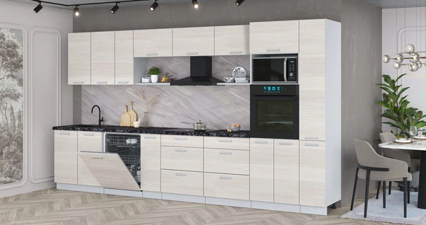 Изображение товара Кухонный гарнитур Интерлиния Мила Лайт 3.8-ПМ1  (вудлайн кремовый/вудлайн кремовый/кастилло темный)