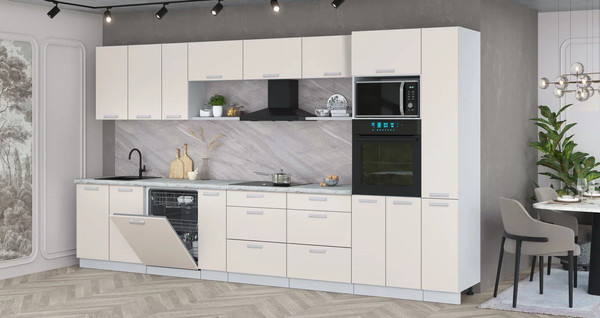 Изображение товара Кухонный гарнитур Интерлиния Мила Лайт 3.8-ПМ1  (персидский жемчуг/персидский жемчуг/серый каспий)