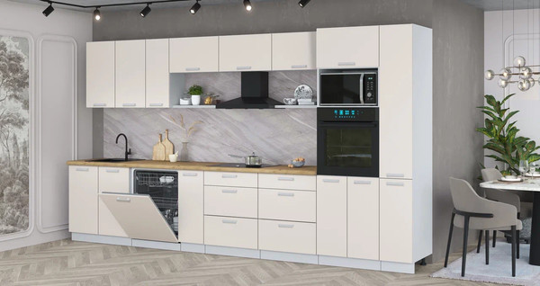 Изображение товара Кухонный гарнитур Интерлиния Мила Лайт 3.8-ПМ1  (персидский жемчуг/персидский жемчуг/дуб бунратти)