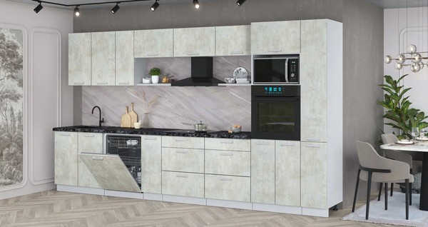 Изображение товара Кухонный гарнитур Интерлиния Мила Лайт 3.8-ПМ1  (бетон лайт/бетон лайт/кастилло темный)