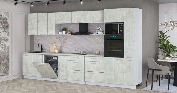 Изображение товара Кухонный гарнитур Интерлиния Мила Лайт 3.8-ПМ1  (бетон лайт/бетон лайт/опал светлый)