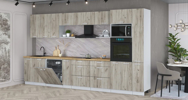 Изображение товара Кухонный гарнитур Интерлиния Мила Лайт 3.8-ПМ1 (дуб серый/дуб серый/дуб бунратти)