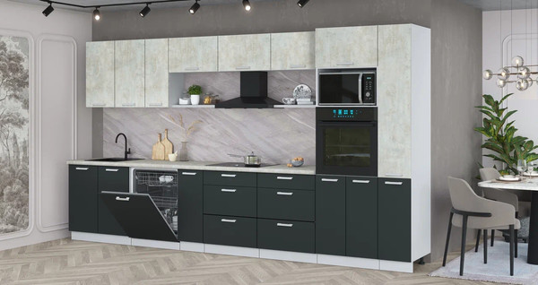 Изображение товара Кухонный гарнитур Интерлиния Мила Лайт 3.8-ПМ1  (бетон лайт/антрацит/опал светлый)