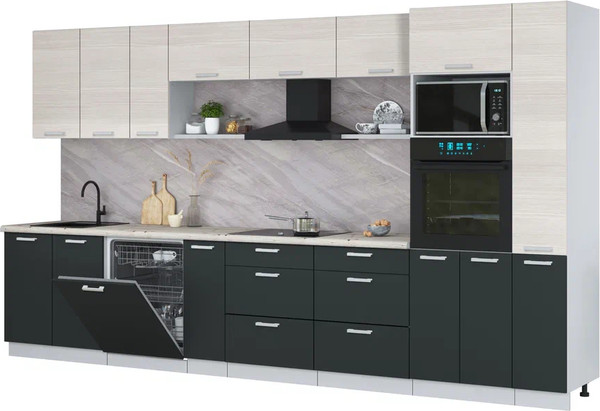 Изображение товара Кухонный гарнитур Интерлиния Мила Лайт 3.8-ПМ1  (вудлайн кремовый/антрацит/бискайская сосна)