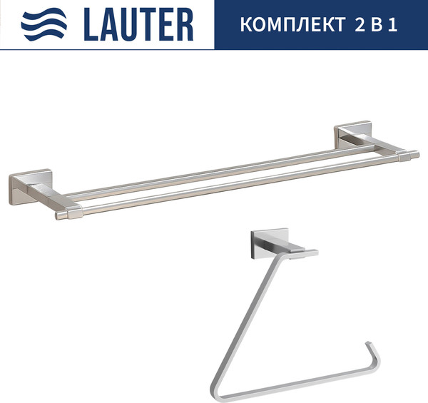 Изображение товара Набор аксессуаров для ванной Lauter 21TS1017 + 21TS1011 (Chrome, 2 предмета)