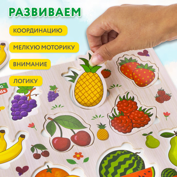 Изображение товара Сортер Brauberg Kids. Рамка-вкладыш. Фрукты и ягоды / 665254