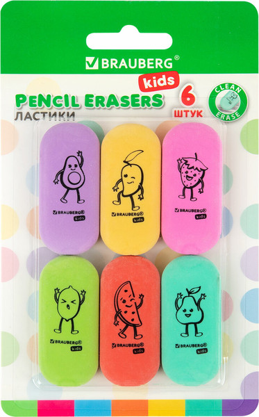 Изображение товара Набор ластиков Brauberg Kids. Fruits / 272669 (6шт)