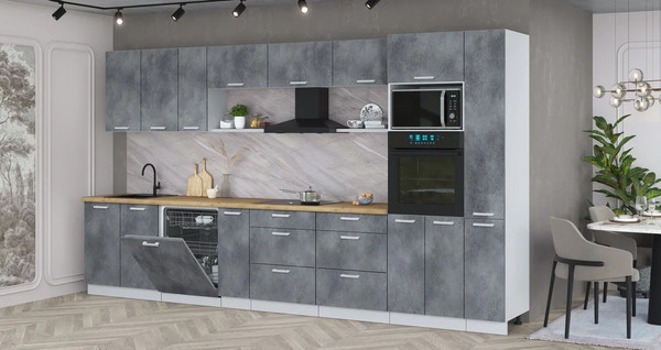 Изображение товара Кухонный гарнитур Интерлиния Мила Лайт 3.8-ПМ1  (бетон портленд/бетон портленд/дуб бунратти)