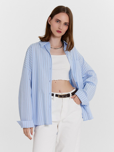 Изображение товара Блузка Mark Formelle 122976 (р.170-92/96-98/102, широкая голубая полоска-1)