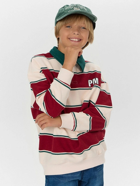 Изображение товара Свитшот детский Mark Formelle 123469 (р.164-84, молочно-красная полоска)