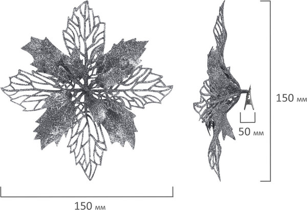 Изображение товара Набор елочных игрушек Золотая сказка Цветок с клипсой / 592604 (5шт, серебристый)
