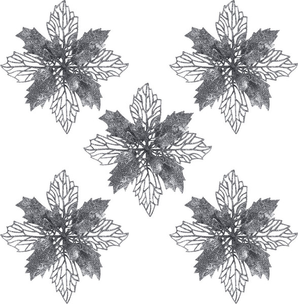 Изображение товара Набор елочных игрушек Золотая сказка Цветок с клипсой / 592604 (5шт, серебристый)