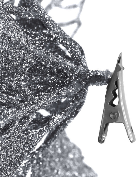 Изображение товара Набор елочных игрушек Золотая сказка Цветок с клипсой / 592604 (5шт, серебристый)